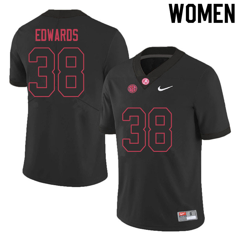 Alabama Crimson Tide Women's Jalen Edwards #38 Black NCAA Nike Authentic Stitched 2020 College Football Jersey JZ16C12TR